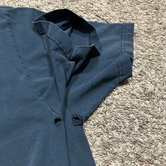 Vintage Thrashed Shirt Distressed Graphic Tee y2k Grunge Aesthetic Navy Blue - Picture 5 of 8